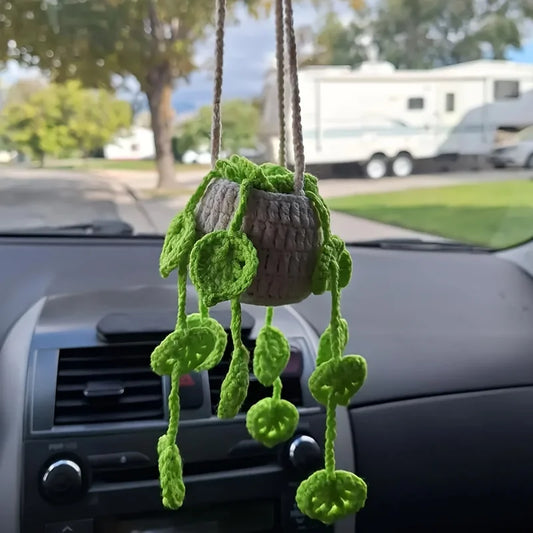 Handmade Crochet Potted Plant Rear View Decor