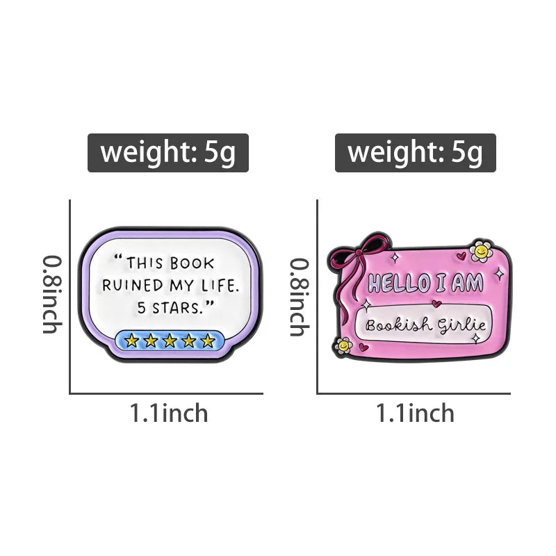 Bookish Girlie Enamel Pins