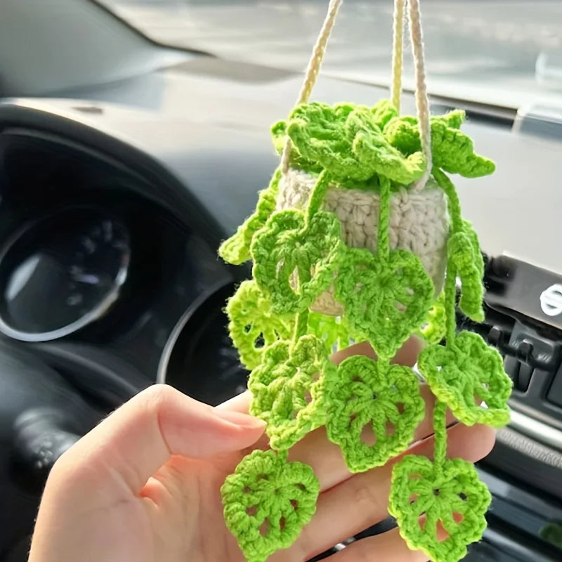Handmade Crochet Potted Plant Rear View Decor