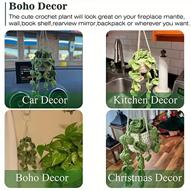Handmade Crochet Potted Plant Rear View Decor